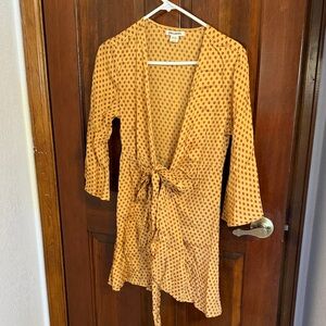 Billabong Mustard Patterned Wrap Blouse